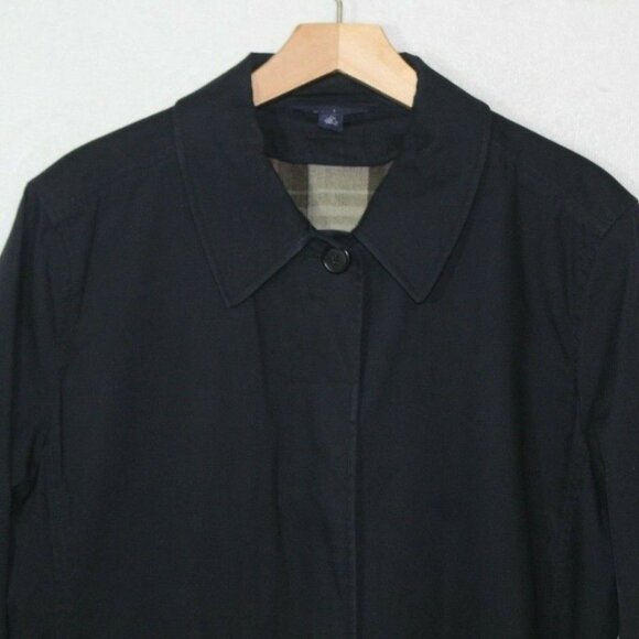 Lands End womens trench coat size L navy belted long vented back wool lined long - Picture 2 of 11